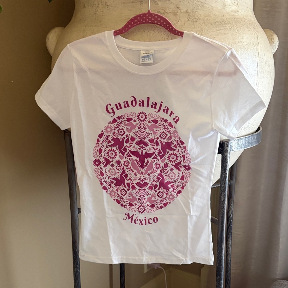 Guadalajara Women's White and Pink Tee